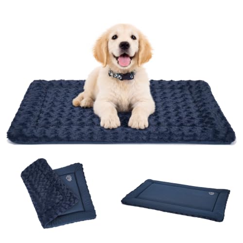 EMPSIGN Dog Crate Pad - Reversible Kennel Mat (Cool & Warm), Machine Washable, Cozy Star Pattern Sleeping Pad for Small Medium Large Dogs, All-Season Pet Bed, Suitable for 30"x20" Dog Crate, Navy - color: Navy, size: M (29.1"x17.7"x1.1")