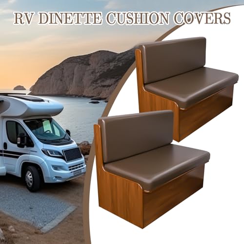 FUANGUI RV Dinette Cushion Covers, Waterproof PU Leather Stretch Camper Booth Seats Replacement RV Cushion Covers Washable Sofa Furniture Protector - color: Pu-coffee Color