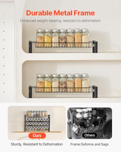 VEVOR Detachable Spice Rack Organizer for Cabinet, 4 Tie Stackable Seasoning Organizer, Spice Jars Kitchen Storage for Countertop Kitchen Pantry Cupboard, 15.8x10.7 in - size: 15.8x10.7 in