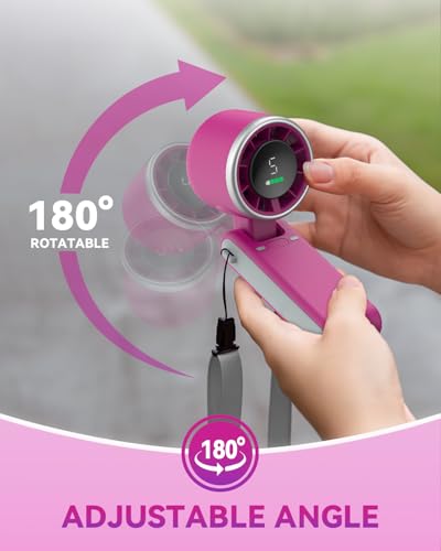 PlayHot Portable Handheld Turbo Fan, 5-Speed Personal Fan, USB-C Rechargeable Fan Up to 12 Hours, 3 IN 1 Hand Fan with Air Turbo Tech Cooling, Travel Fan for Cruise, Beach, Gifts for Women (Magenta) - color: Magenta