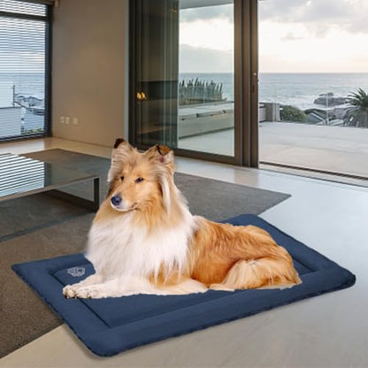 EMPSIGN Fancy Dog Bed Mat, Pet Bed Pad Reversible (Cool & Warm), Machine Washable Crate Pad, Pet Sleeping Mat for Small to XXX-Large Dogs, Navy, Star Pattern,XXL (48inch X30inch X1.1'') - color: Navy, size: XXL (47.2"x28.3"x1.1")