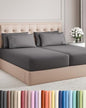 Split King 7 Piece Sheet Set - Comfy Breathable & Cooling - Soft Hotel Luxury Bedding Set with 8-16 Inch Deep Pockets - 1 Flat & 2 Fitted Sheet & 4 Pillowcases - Wrinkle Free & Easy Care - Dark Grey - color: 06 - Dark Grey, size: Split King Size