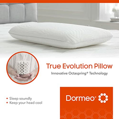 Dormeo True Evolution 4" Ultra-Slim Profile Bed Pillow – Breathable Airflow Design for Cool, Fresh Sleep, Ideal for Stomach and Back Sleepers