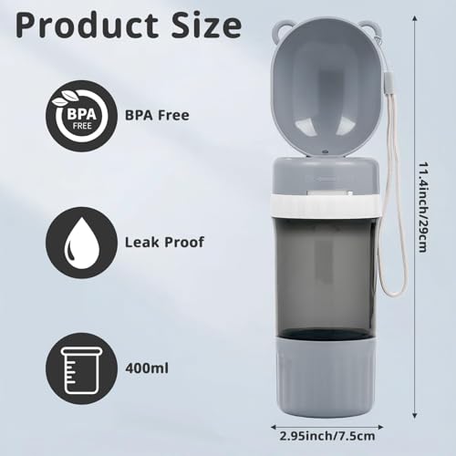 Pet Water Bottle Leak Proof Portable - Dog Water Dispenser with Drinking Bowl, Puppy Travel Accessories for Outdoor Walking, Hiking, Running - size: 400 ML
