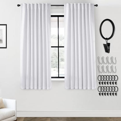 PANELSBURG Greyish White Blackout Curtains 63 Inch Length, Modern Polished Linen Textured Drapes, Thermal Insulated Room Darkening Window Curtain for Bedroom Living Room - color: Greyish White, size: 52"W x 63"L (Pack of 2)