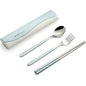 DEVICO Portable Travel Utensils with Case, Reusable Camping Silverware for Lunch, 18/8 Stainless Steel Cutlery Set (Blue) - color: Blue