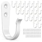 BREYDROK 20-Pack Towel Hooks for Bathroom, Heavy Duty Black Metal Wall Hooks for Robe, Coat, Kitchen, Closet, Garage Organizer - color: 20Pcs + White