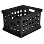File Crate, Versatile Plastic Bin with Through Handles, Letter or Legal-sized File Storage, Stackable, Black