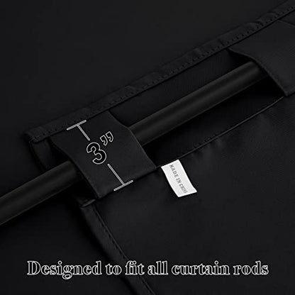 RYB HOME Blackout Curtains 80 inches Long Thermal Insulating Large Window Curtains for Living Room Bedroom Dining Home Office Backdrop, Black, W 42 x L 80 per Panel, 2 Panels - color: Black, size: 42"W x 80"L (Pack of 2)