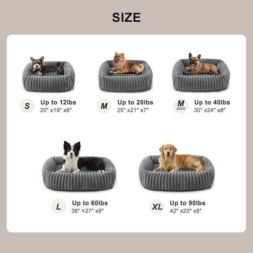 FURTIME Dog Beds Large Sized Dog, Washable Orthopedic Pet Bed with Removable Cover, Rectangle Soft Calming Sleeping Puppy Bed Durable Pet Cuddler with Anti-Slip Bottom, Grey, XL(42"x20"x8") - color: Grey, size: XL(42"x20"x8")