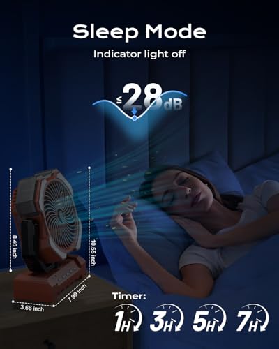 Misting Fan, Portable Camping Fans with 9oz Water Tank, 24000mAh Rechargeable Fan with 4 Speed, Battery Powered Fans with 120H Cooling, Last 5H Mist, 2 Mist Modes, Light, Outsides/Summer Essential - color: Orange