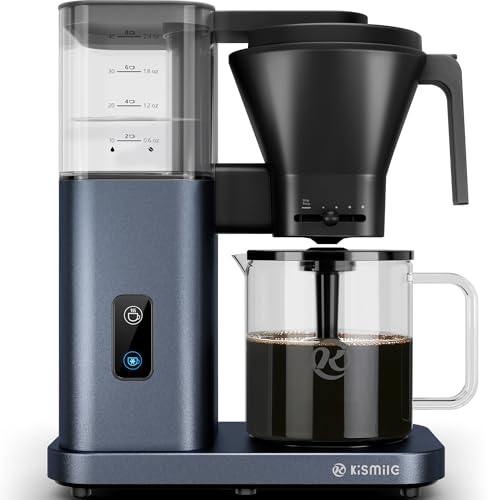 Kismile SCA-Certified 8 Cup Drip Coffee Maker, Pour Over Coffee Machine with 3s Instant Heat 197–205℉, Adjustable Flow Control, Removable Water Tank, Deep Cold Brew & 40 Min Keep Warm (Blue) - color: Glacier Blue