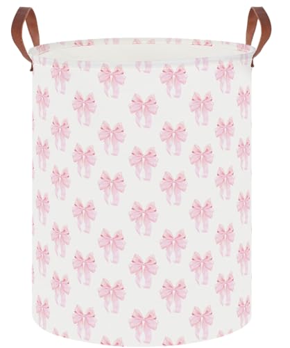 19.7" Laundry Basket,Dirty Clothes Hamper,Waterproof Storage Bin,Room Decor,Gift Baskets,Nursery Hamper(Shimmer Bowknot) - color: Shimmer Bowknot