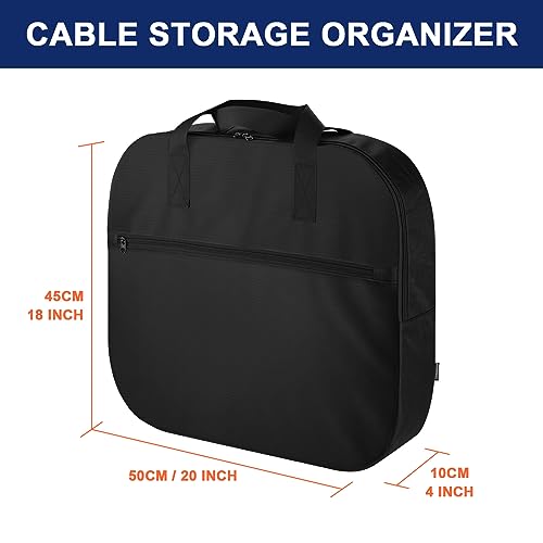 20 Inch Jumper Cable Bag, Heavy Duty Water Resistant Tools Cable Bag, Cable Cords Hoses Storage & Organizer with Exterior Pocket for Jumper Cable,EV Charging Cables,Extensions and Garden Hoses
