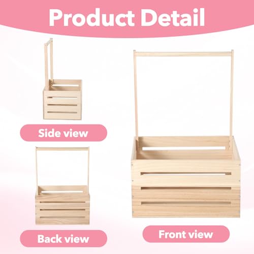 Wooden Baby Shower Crate Closet, Wooden Crate Basket with Handle Baby Gift Basket New Born Welcome Gift Hamper for Boys & Girls Welcome Babies Gifts for New Parents