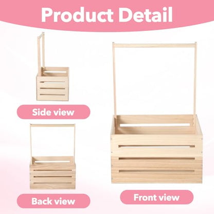 Wooden Baby Shower Crate Closet, Wooden Crate Basket with Handle Baby Gift Basket New Born Welcome Gift Hamper for Boys & Girls Welcome Babies Gifts for New Parents
