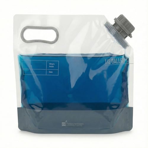 Restaurantware Cater Tek 1/2 Gallon Water Containers 2 Drink Bags - Collapsible Includes Tamper-Evident Caps Clear Plastic Beverage Bags For Catered Events Camping or Hiking Durable Handle - size: 2 Count, style: 1/2 Gallon
