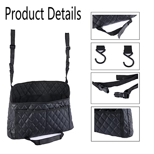 Car Pocket Handbag Holder - Leather Seat Back Organizer Barrier for Backseat Pet, Kids - Black - color: Upgraded Black