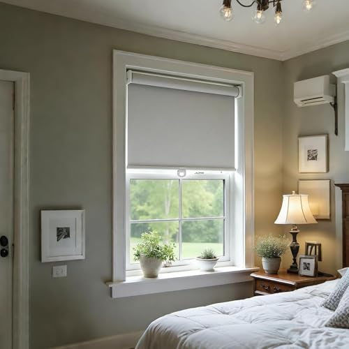 Cordless RV Blind, Blackout Window Curtain Pleated Shade for RV, Camper and Motorhome Window, Fit for 14" W x 22" H Rough Opening RV Window, Grayish White - size: 21"W x 28"H