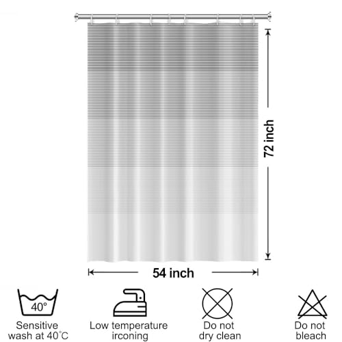 Boho Shower Curtain for Bathroom 54x72 inches Light Grey White Lines Waterproof Shower Curtain Set with Hooks Bohemian Stripe Fabric Stall RV Shower Curtains - color: Grey, size: 54"W x 72"L (Pack of 1)
