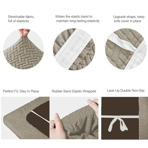 RV Couch Covers for Sofa Bed - 2-Piece Stretchable Backrest & Seat Covers for Jackknife Sleeper Sofas (Khaki) - color: Khaki