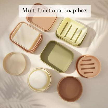 Silicone Travel Soap Box with Lid Draining Soap Container for Shower Compact Travel Soap Case Leak-Proof Design for Camping, Hiking, Gym & Outdoor Use Keeps Soap Dry & Hygienic (Cannoli Cream) - color: Cannoli Cream
