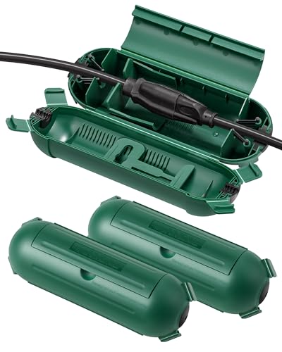 DEWENWILS 3Pack Outdoor Extension Cord Cover, Waterproof Connection Protector with 4 Seal Latches, Adjustable Compartment for AWG 12/14/16 Cords, Protects Christmas Decoration Lights and Plugs - color: Green, size: 3 Pack