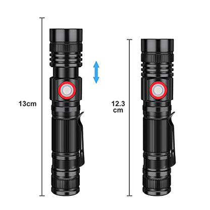 DARKBEAM LED Flashlights Rechargeable USB 2000 High Lumens, Small and Bright Pocket Flashlight, Zoomable Water Resistant Handheld Flash Light for Camping, Outdoor, Emergency with Battery, 2 Pack - color: A300 White Light - 2 PACK
