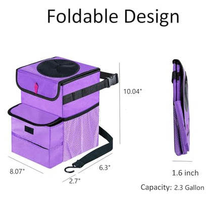 Car Trash Can Foldable Garbage Bin Leakproof 2.3 Gallons Purple - color: Purple, size: Standard