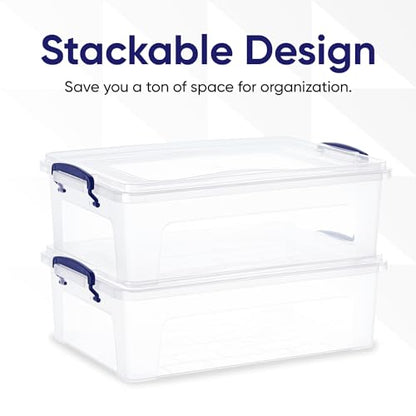 Superio Clear Storage Box with Lid, 22 Quart Plastic Container Bins for Organizing, Stackable Crate, Storage Bin Organizer for Home, Office, School, and College - size: 19" x 12.5" x 7.25"