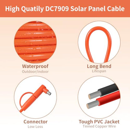 8mm DC Extension Cable 15FT – DC7909 Male to Female Solar Cable with DC8020 Adapter, 14AWG Tinned Copper Wire, Waterproof – – Works with Most Portable Power Stations and Solar Generators - size: 15FT