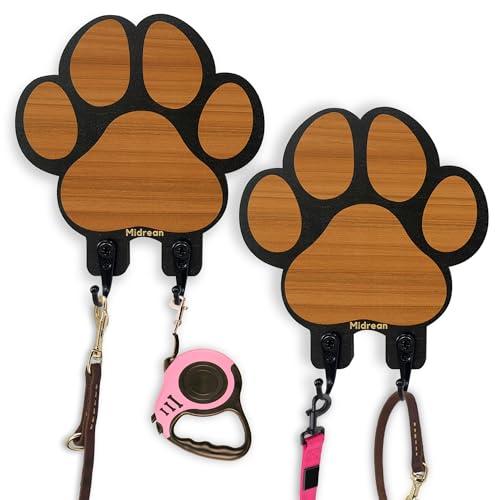 2pcs Dog Leash Holder for Wall Mount Hanger Hook,Farmhouse Wooden Dog Paws Key Rack Accessories for Rustic Home Decor - size: Single