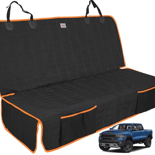 Reliadura Dog Car Seat Cover for Back Seat, Car Seat Covers for Pets, Nonslip Backseat Cover Protector, Washable Bench Seat Covers for Trucks & SUV - color: Truck-Orange, size: Truck Bench-61"W