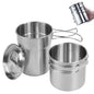 KOKKOYA Foldable Camping Cups Mugs Camping Pot Cookware 304-Food-Grade Outdoor Camp Cooking Set with Vented lid,Stainless Steel Backpacking Cookware for Hunting - color: silvery