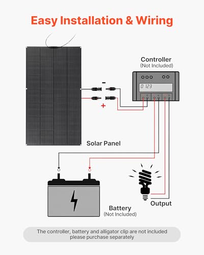 VEVOR Flexible Solar Panel, 200W Semi-Flexible Bendable Monocrystalline Solar Panel, 21.9% Efficiency Mono Off-Grid Charger with MC4 Output, IP67 Waterproof for Marine RV Car Cabin Curved Surfaces - size: 200W