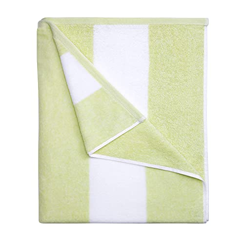 HENBAY Cotton Oversized Beach Towel - Large 70 x 35 Inch Pool Towel, Aqua Striped Quick Dry Swimming Cabana Towel - color: Aqua