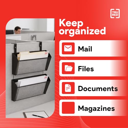 Staples TRU RED Mesh Letter Wall File, 1 - Pocket Hanging Organizer, Black, 2-Pack - Wall - Mounted Office, Door and Cubicle File Holder - style: 2 Pack