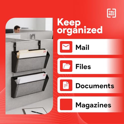 Staples TRU RED Mesh Letter Wall File, 1 - Pocket Hanging Organizer, Black, 2-Pack - Wall - Mounted Office, Door and Cubicle File Holder - style: 2 Pack