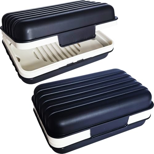 2 Pack Travel Soap Case Soap Dish with Lid Portable Soap Box Container Draining Soap Holder for Traveling, Camping, Shower, Hiking, Gym, Leakproof, Black - color: Black, size: 2 Pack