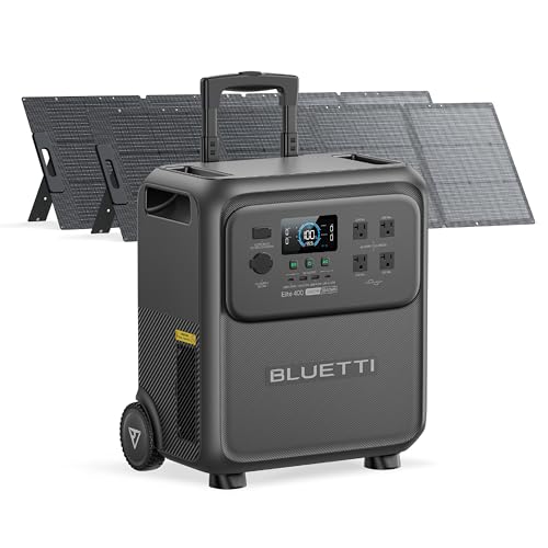 BLUETTI Elite 400 Solar Generator with 2×200W Solar Panels Included (Ship Separately), 3840Wh LFP Batttery Backup with 2600W AC Outlets (3900W Power Lifting) for Home Backup, Outage, RV Life, Camping - style: BLUETTI Elite 400+2*200W Solar Panels