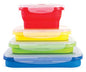 Kitchen Home Thin Bins Collapsible Containers – Set of 4 Rectangle Silicone Food Storage Containers – BPA Free, Microwave, Dishwasher and Freezer Safe - size: Rectangle - Assorted Sizes - Set of 4