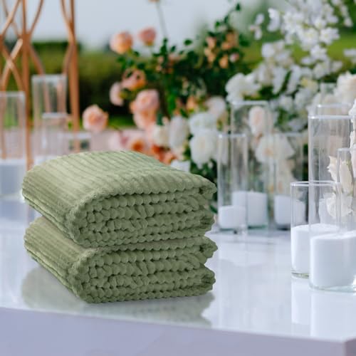 Buryeah 6 Pcs Flannel Throw Blanket Bulk 50 x 60 in Sleepover Blanket Outdoor Wedding Throw Lightweight, Oeko-tex Standard 100 Certified for Sofa Homeless Gifts (Sage Green) - color: Sage Green