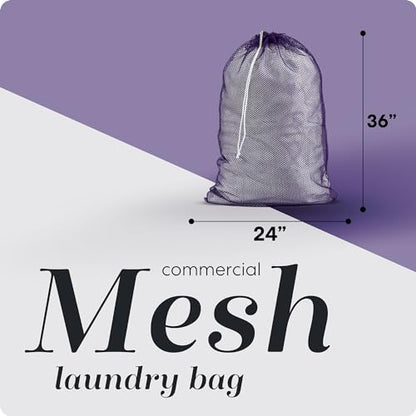 Handy Laundry Mesh XL Laundry Bag - Durable, Machine Washable with Secure Drawstring Closure - Perfect for College Dorms, Laundromats, Apartments (Purple, Large 24" x 36") - color: Purple