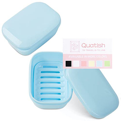 Quatish 2 Pack Travel Soap Container, Portable Soap Holder with Lid, Travel Bar Soap Holder, Soap Case for Camping Gym Travel, Soap Box for Bathroom, Blue - color: Blue