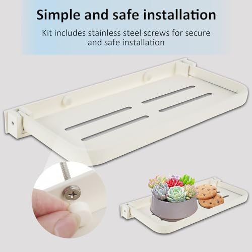 2Pcs RV Aluminum Foldable Shelf, Wall Mounted RV Floating Shelf, Space Saving Compact Fold Down Shelf Shelf, Versatile RV Floating Shelf for Camper Car,Caravans Bathroom, Laundry Room,Easy Install