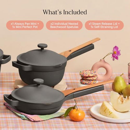 Our Place Mini Cookware Duo | 6-Piece Ceramic Cookware Set with Mini Always Pan & Mini Perfect Pot | Induction & Oven Safe up to 450°F | Nonstick, PFAS-Free Non-Toxic Cookware | Spice - color: Spice, size: Mini