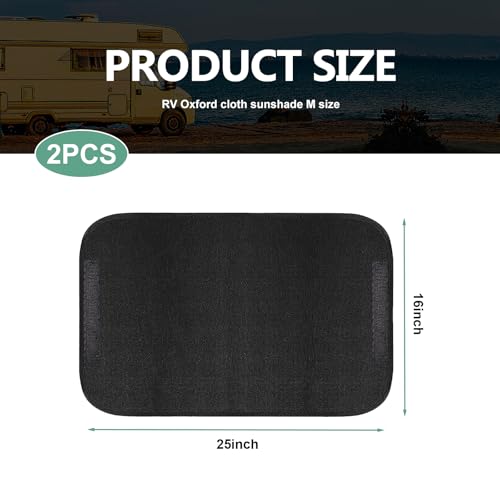 2PCS RV Door Window Shade Cover, Sunproof & Thermal Insulation Door Cover, Windbreak Vehicle Sunshade Privacy Window for Campers, Travel Trailer, Motorhomes, for Traveling, Camping (Black)