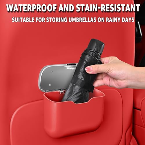 HOLDCY Car Trash Can, Waterproof Multi‑Functional Auto Trash Bin for Door/Console/Seat Back, Universal Vehicle Garbage Can for Car/Truck/SUV Drivers (Red) - color: Red