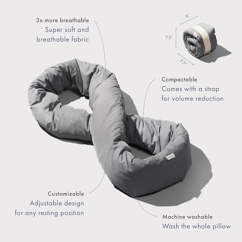 Huzi Infinity Pillow - Home Travel Soft Neck Scarf Support Sleep (Grey) - color: Grey