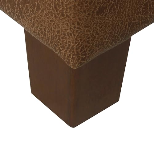 HomePop 40" Button Tufted Storage Bench - Distressed Brown Faux Leather - color: Distressed Brown Faux Leather